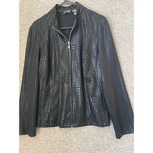 Vintage Additions by Chico’s Woman’s Faux Snake Skin Print Black Jacket Large 2
